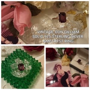 VINTAGE SOLID 925 STERLING SILVER, AMETHYST RING, SIZE 8